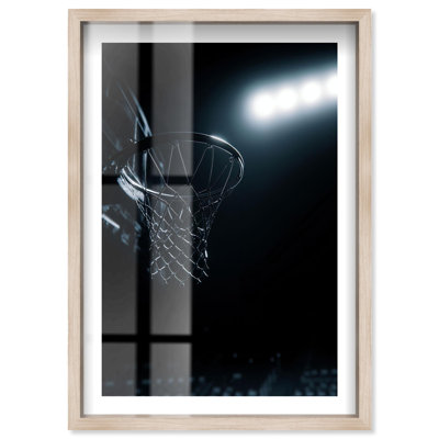 «Basketball Hoop Shadowbox Print Glam» par Notoriart, cadre blond, 36 x 54