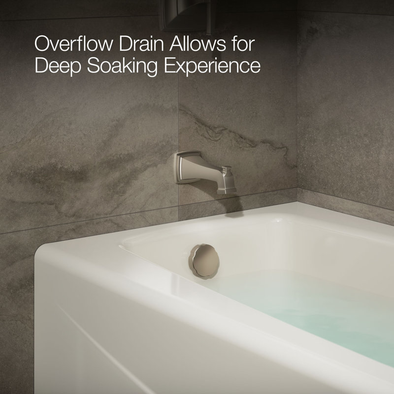 Villager 60" x 30" Alcove Soaking Cast Iron Bathtub, Biscuit, Left