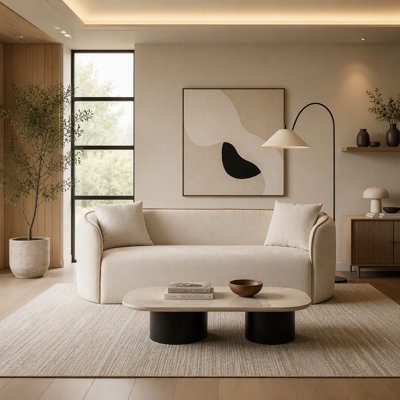 Curved Boucle Sofa,3-Seater,Living Rooms,Bedrooms,Apartment Office