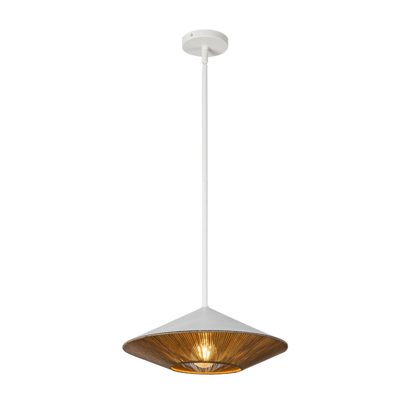 White Adjustable Steel Pendant Light with Black Shade