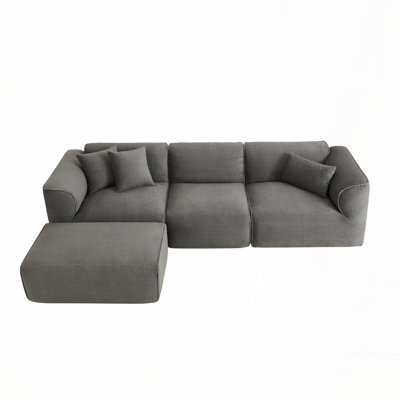 122'' Velvet Sofa With Ottoman