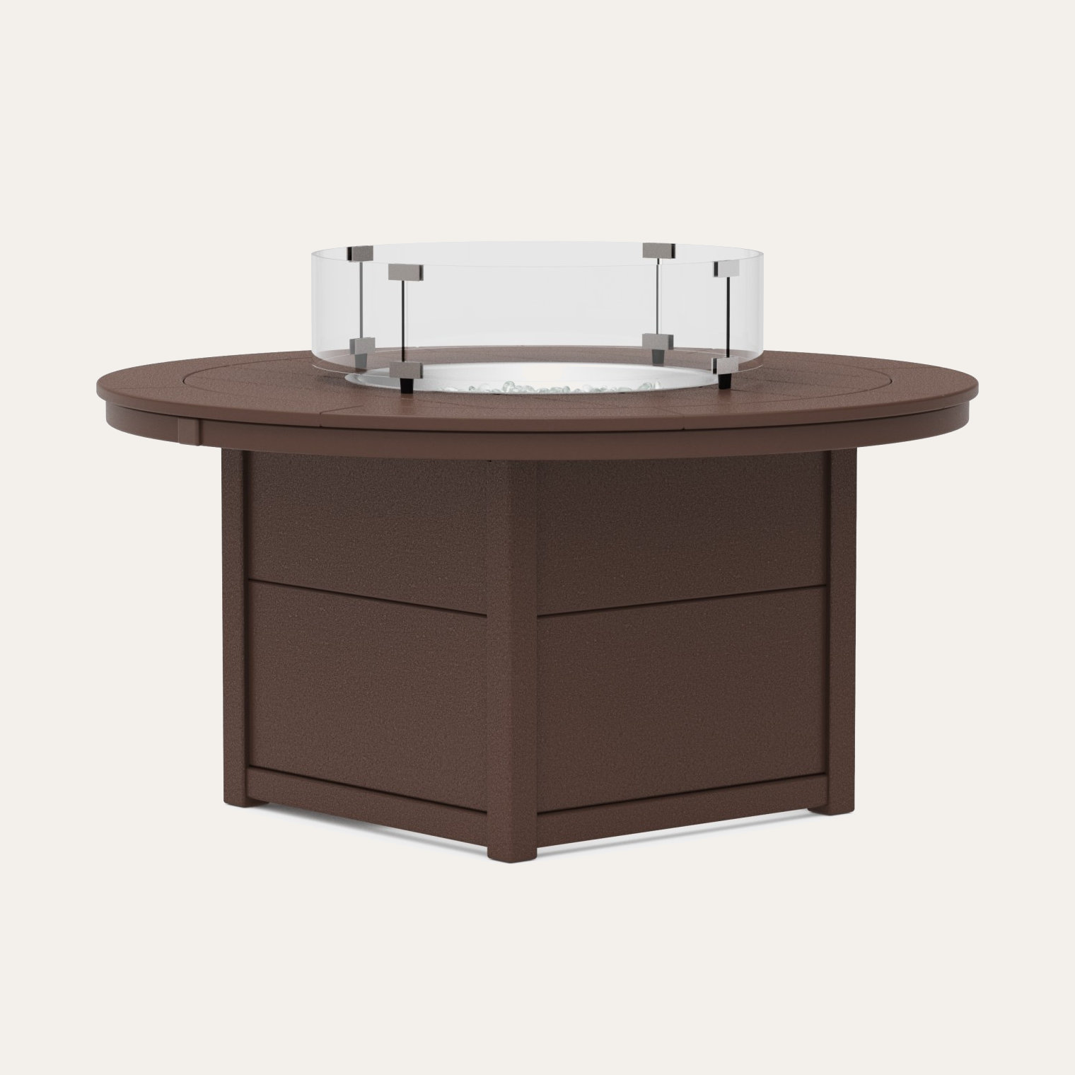 POLYWOOD® Tables Round 48" Fire Pit Table, Mahogany