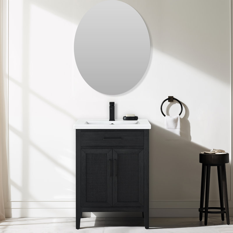 Ensemble de meuble-lavabo simple 24 po Sebastiano, Chêne noir