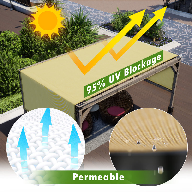 Beige 12' x 12' HDPE Patio Pergola Shade Canopy