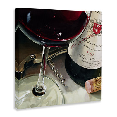 Red Wine & Corkscrew Canvas Wall Art, design by Stefano Ferreri