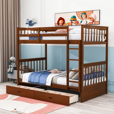 Ehsaan Kids Twin Over Twin Bunk Bed with Drawers