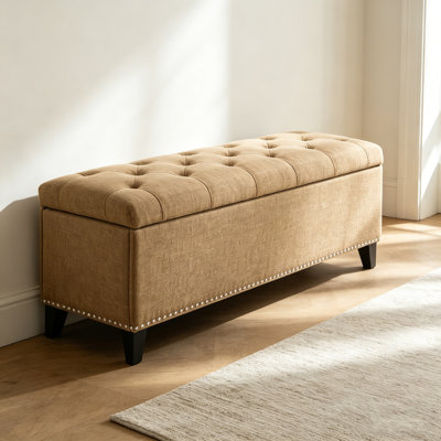 Storage Ottoman Bench with Teddy Fabric Upholstery, Large Capacity Storage Bench for Bedroom, Entryway and Living Room