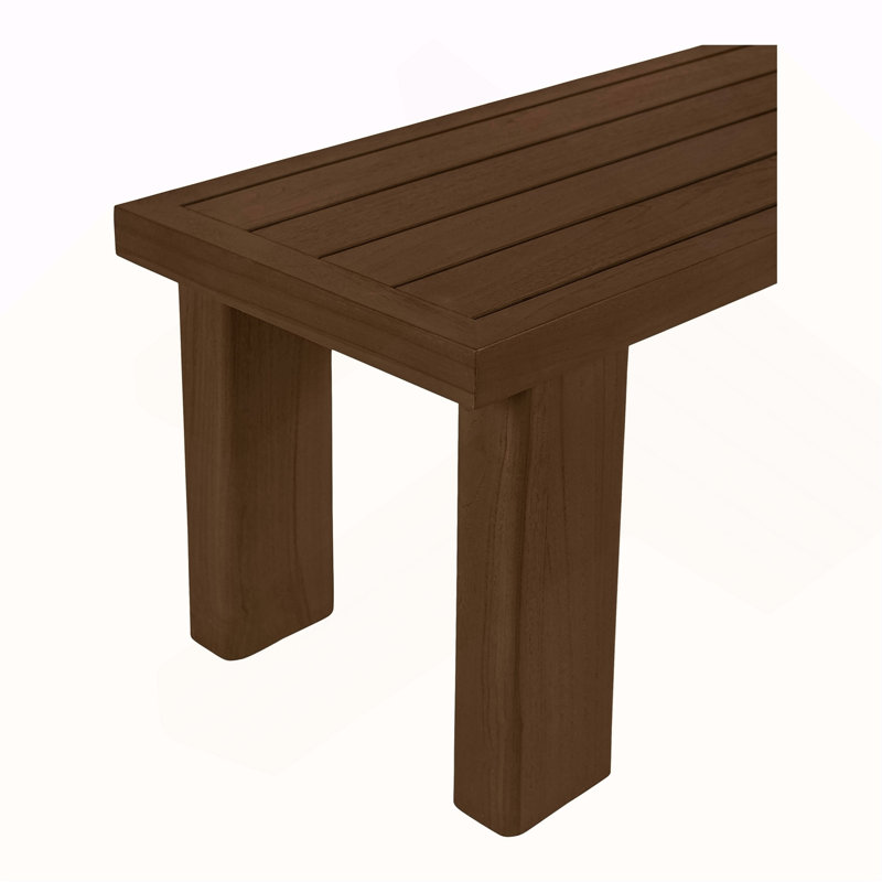 Banc de salle à manger, siège rectangulaire à lattes en teck massif, 3 places, brun