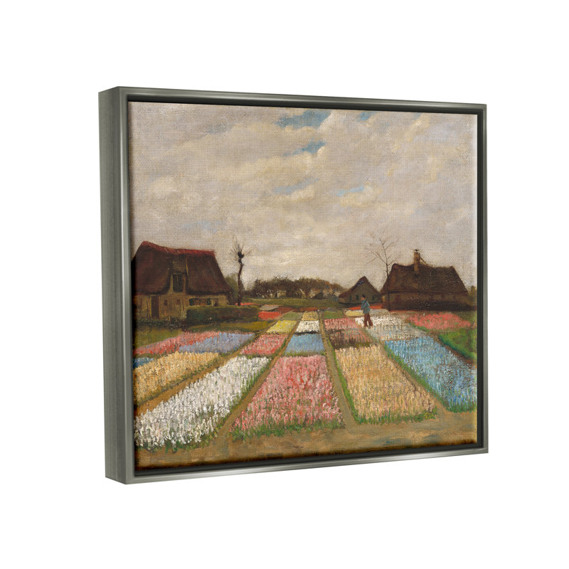 «Bulb Fields in Holland» par One1000paintings - peinture à cadre flottant sur toile, H 17 po x l 21 po x P 1,7 po