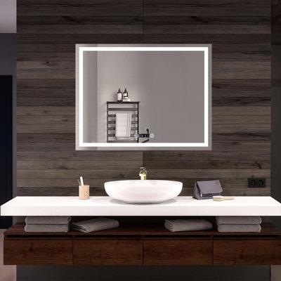 Miroir de salle de bain/ meuble-lavabo biseauté avec éclairage Laniel