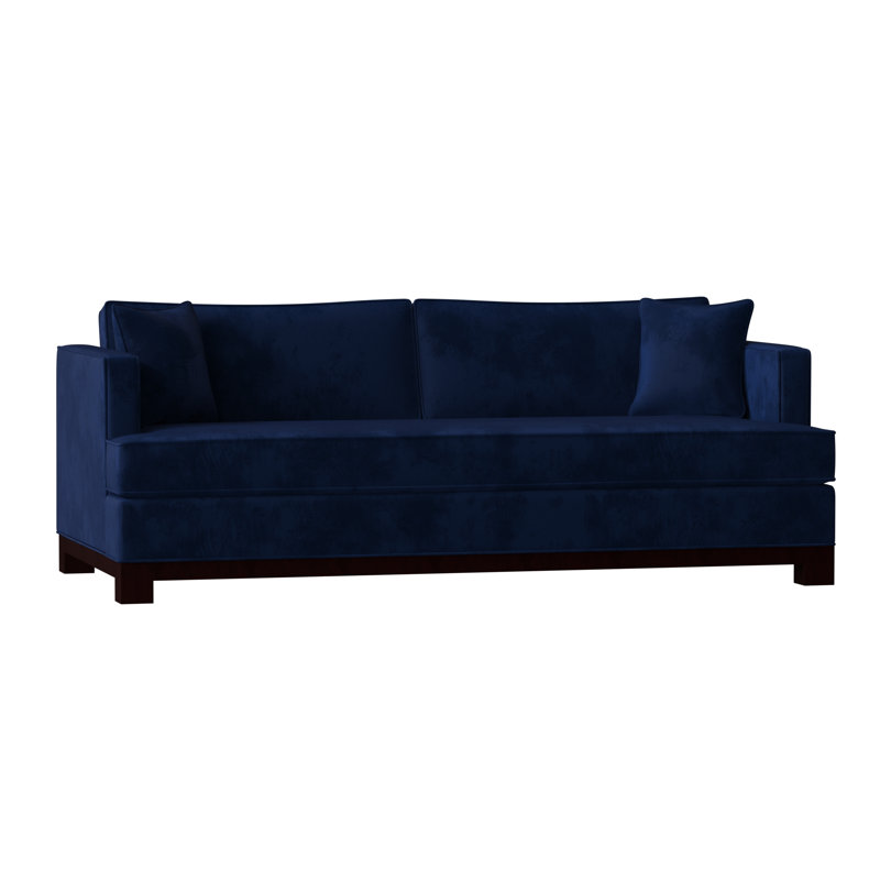 Canapé à accoudoirs encastrés avec coussins réversibles Cassidy, 60 pouces, Velours bleu, Rouge