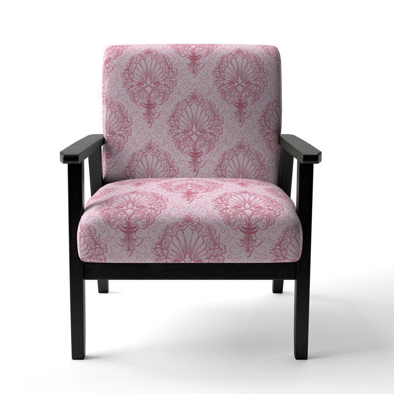 Fauteuil d'appoint rembourré à motif damassé rose