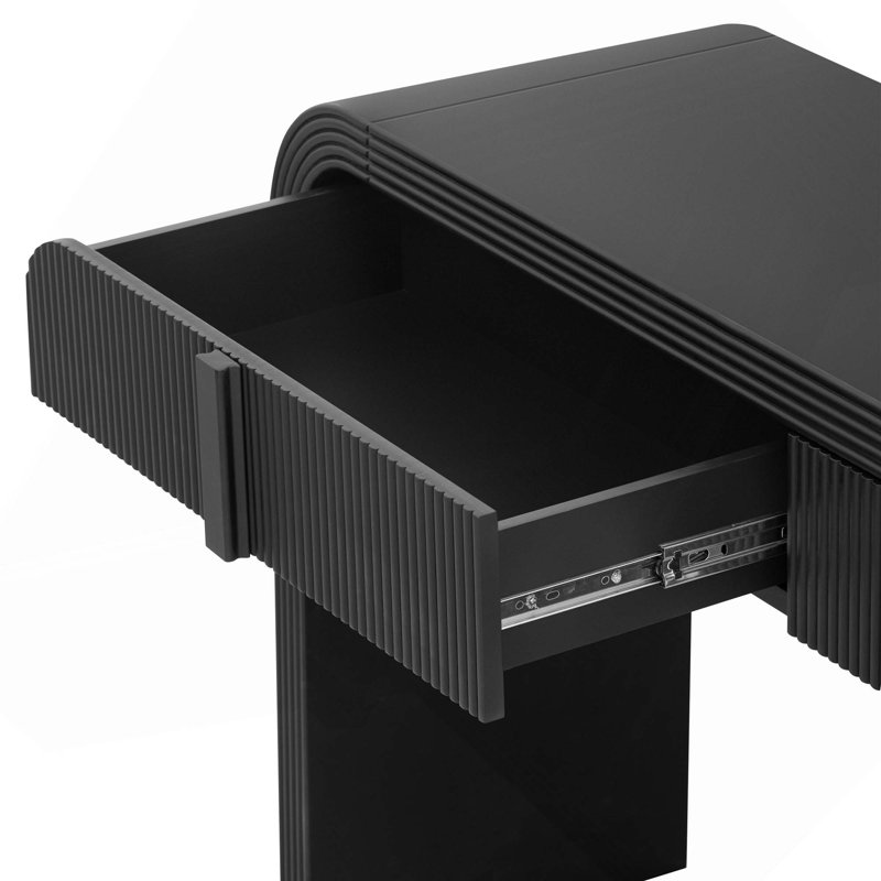 Codel Entry Console Table with Fluted Drawers, Black
