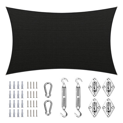 Amgo Customize Rectangle Shade Sail - 200 GSM, 95% UV Blockage with Hardware Kit