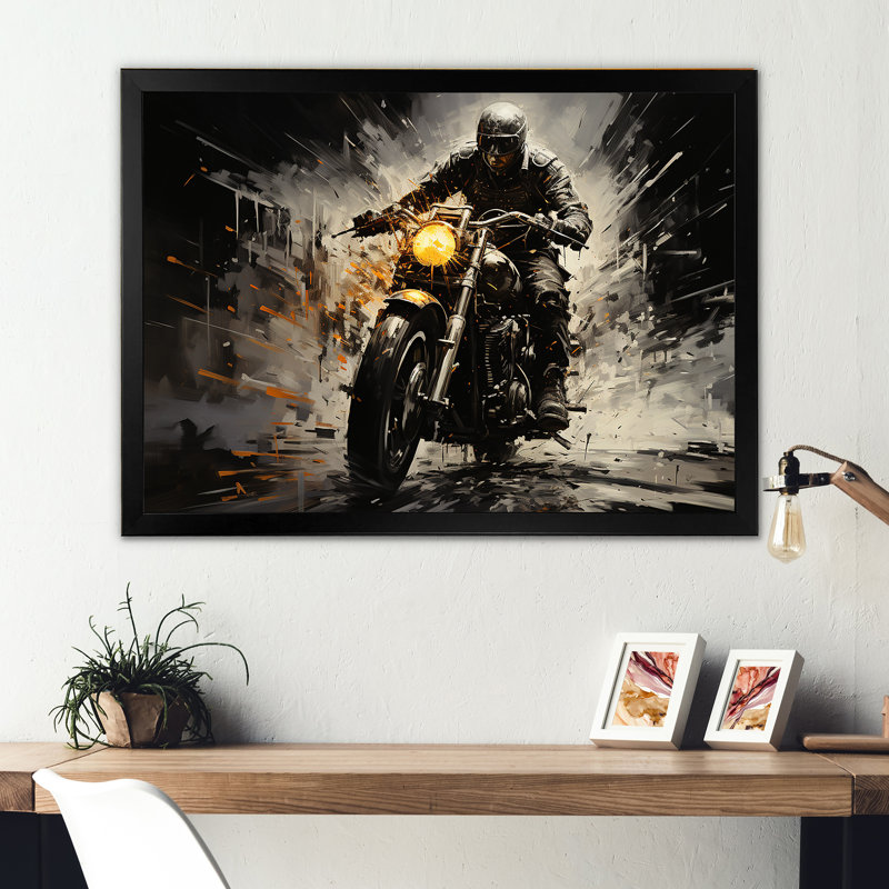 Impressionniste à vélo III sur toile, H 24 po x l 32 po x P 1 po, Cadre simple noir