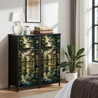 4 Drawer Dresser for Bedroom, Narrow Chest of Drawers, Wooden Top and Study Iron Frame 18"x37.5"-(WxH)