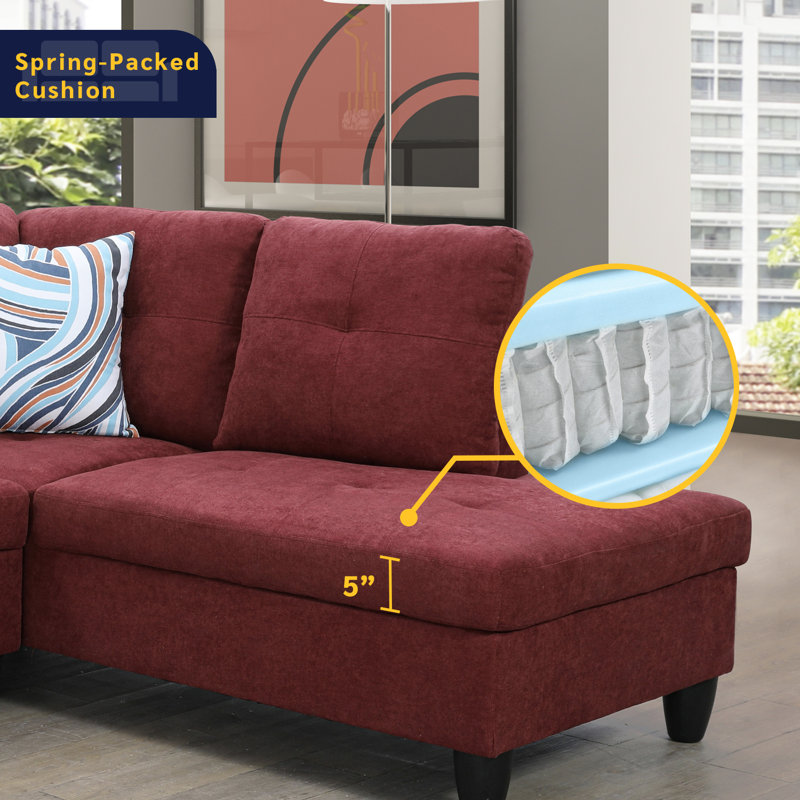 Almarie 97" 2 - Piece Upholstered Sectional, Red, Right Hand Facing