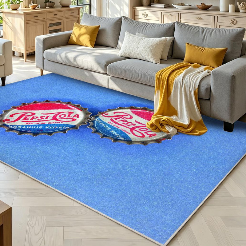 Tapis d'intérieur transparent, lavable à la machine et à motif abstrait, Rectangle 71" x 98"