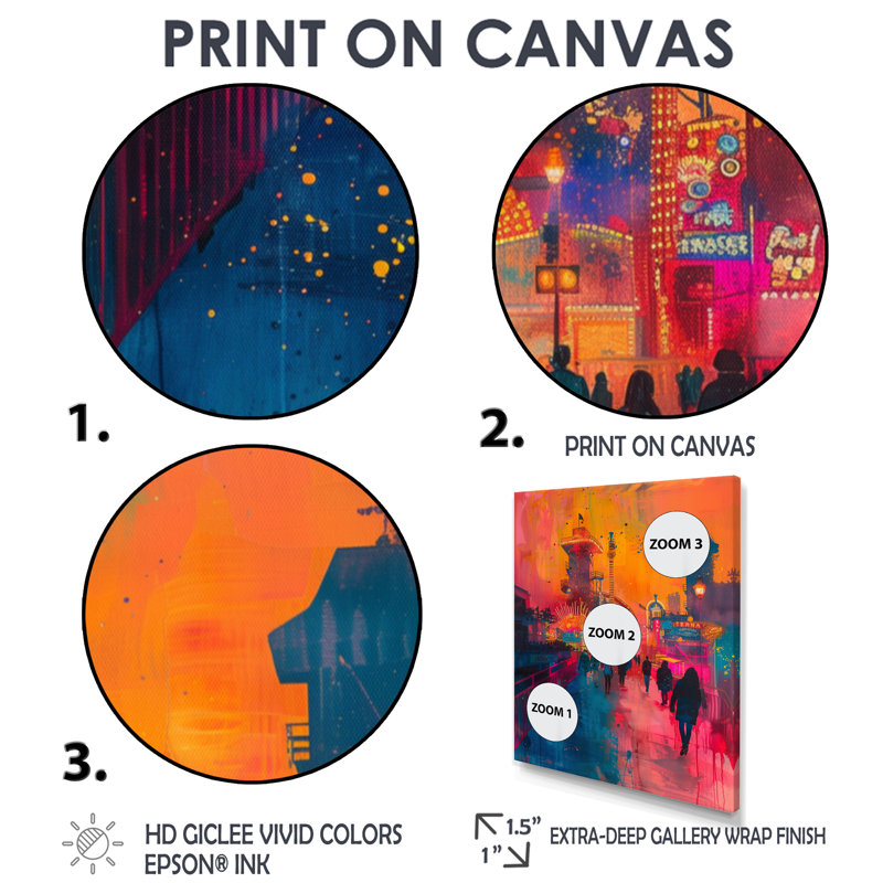 Wael - Amusement Parks, impression d'art mural, Cadre flottant doré, H 44 po x l 34 po x P 1,5 po