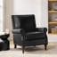 Chaise d'appoint en cuir véritable de style Mid-Century avec pieds en bois massif Wajeeh-1411457876