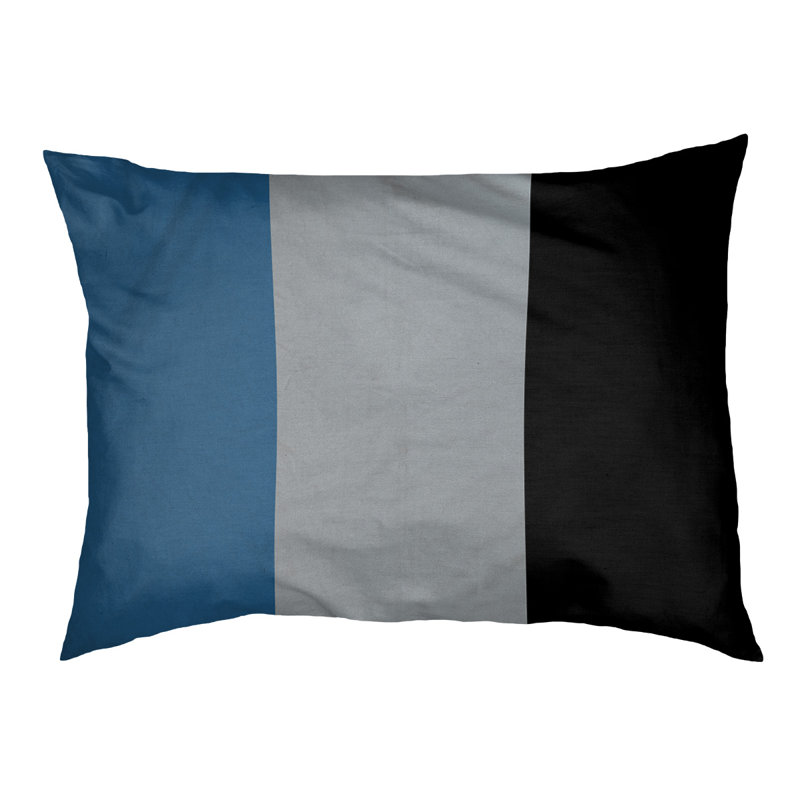 Coussin rectangulaire designer Kansas City, Petit (L 18 po x l 28 po), Bleu / argent / noir