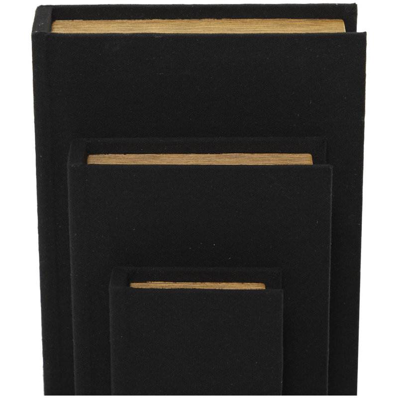 Ensemble de boîtes décoratives en lin et tissu, Noir