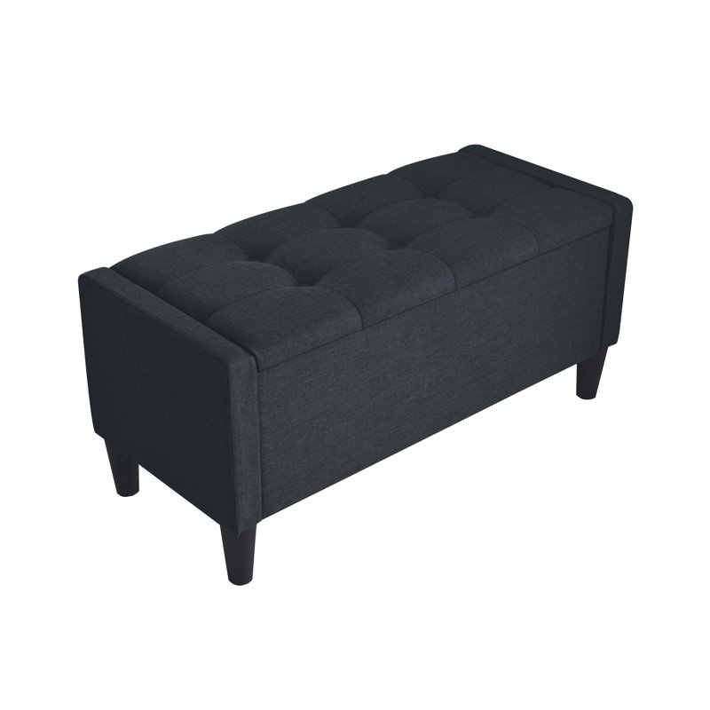 Banc de rangement rembourré Friesen, H 19,4 po x l 42 po x P 18,3 po, Gris foncé