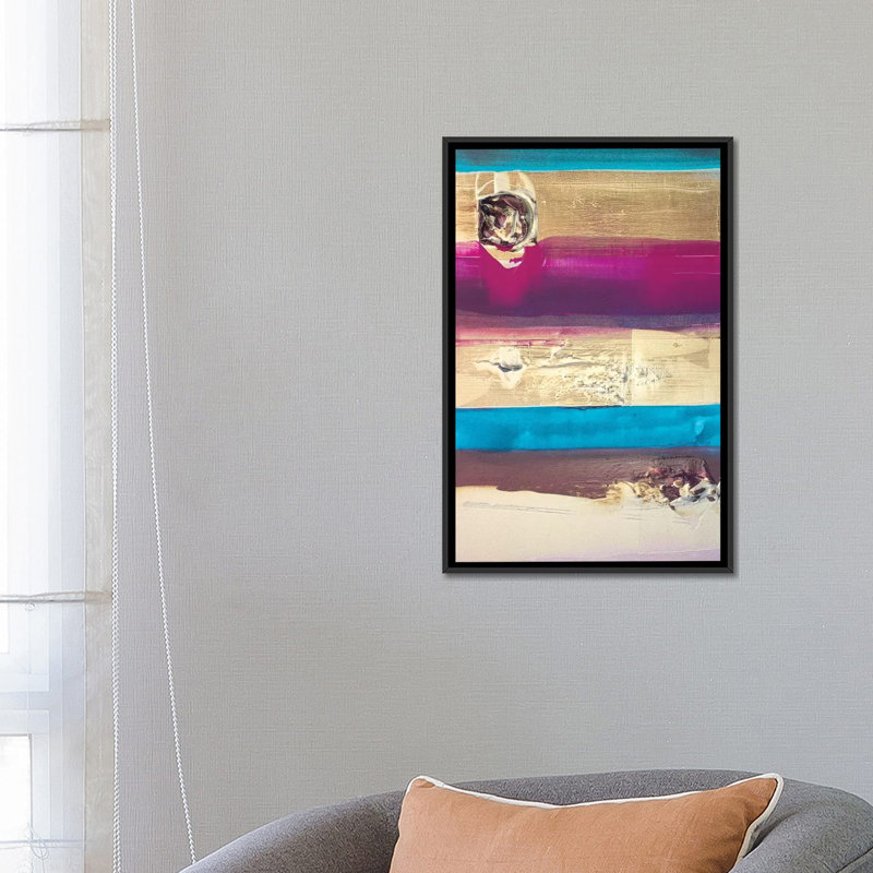 « rayures », impression sur toile, H 26 po x l 18 po x P 1,5 po, Toile avec cadre noir, Pas de tapis