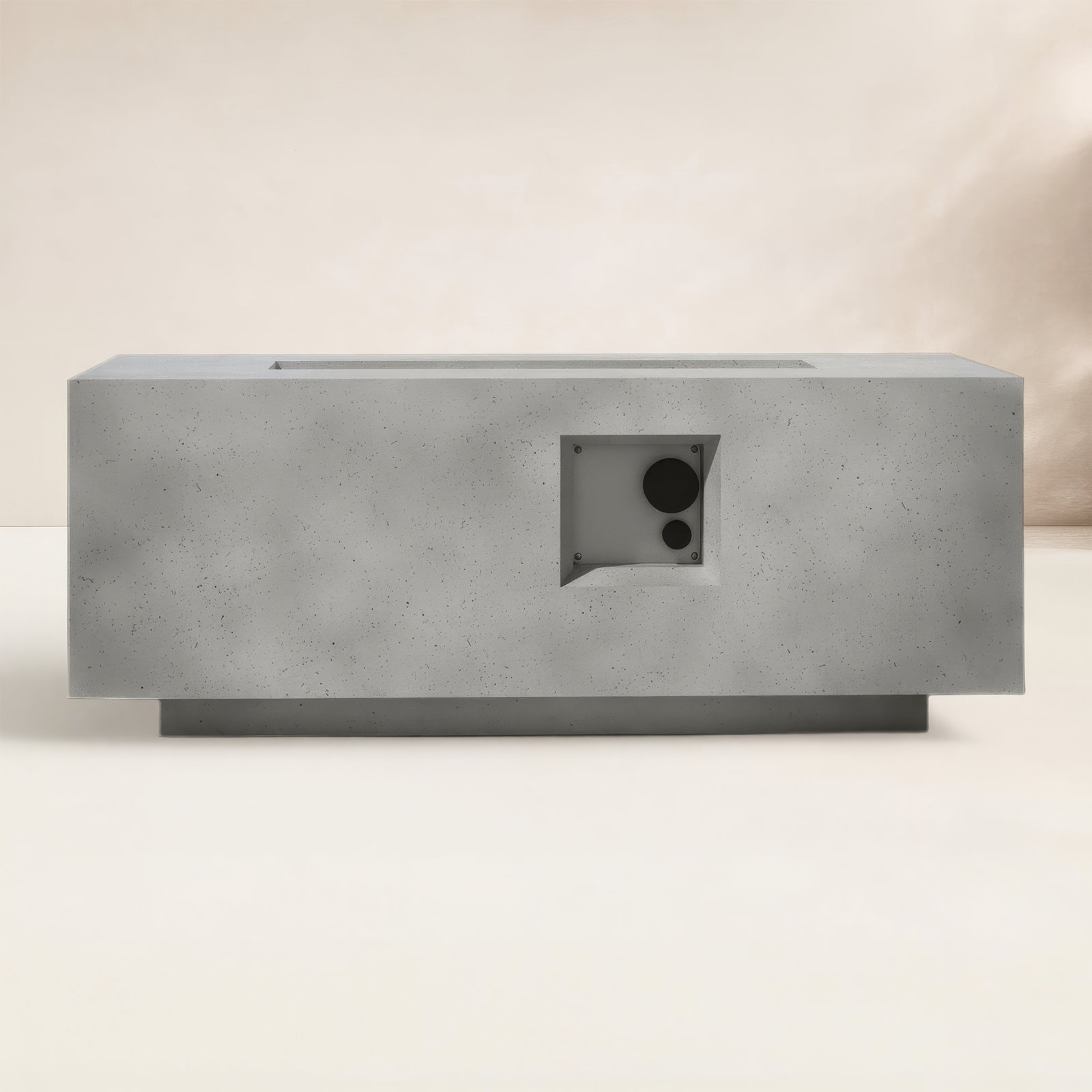 Rashid Rectangle Fire Pit Table, Natural Concrete, 16" H x 42" W x 20" D