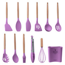 Purple Silicone Mixing Spoon - 10 1/2'' x 2 1/4'' x 3/4'' - 1 count box