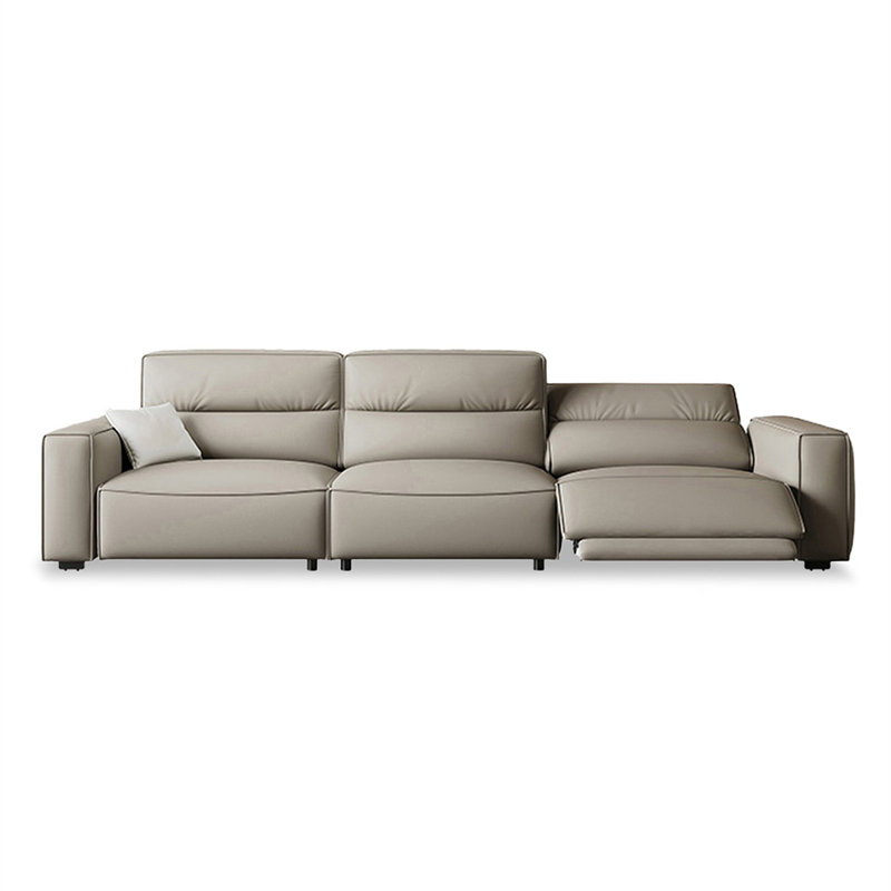 Canapé modulaire gris en cuir véritable