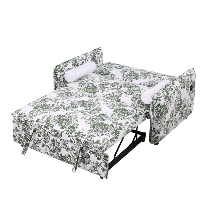 Canapé convertible moderne à deux chambres avec dossier réglable, canapé 2 places, lit escamotable, 2 petits coussins décoratifs et petits appartements Modern Sofasoft