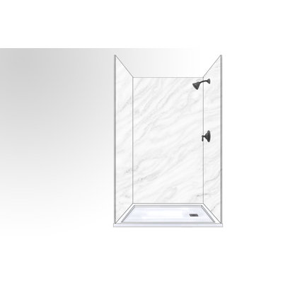 Polymarm 60" W 80" H 36" D Three Wall Composite Shower Wall Panel Surround - Seamless 60" Backwall