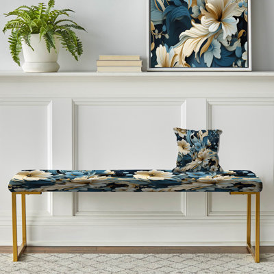 Banc floral rembourré or