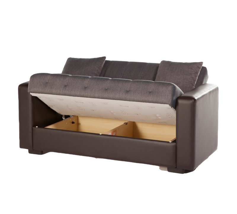 Nivea 63'' Upholstered Futon And Mattress, Brown 100% Polyester