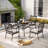 Arlane 4 - Person Stainless Steel Patio Dining Set Umbrella Hole Included Square Table with Cushions Included