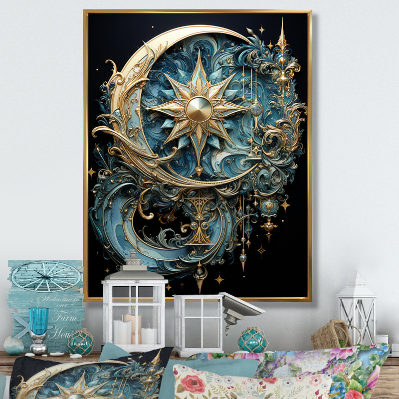 Johnaven, symboles, croissant de lune et étoiles - impression sur toile, symboles, H 20 po x l 12 po x P 1 po