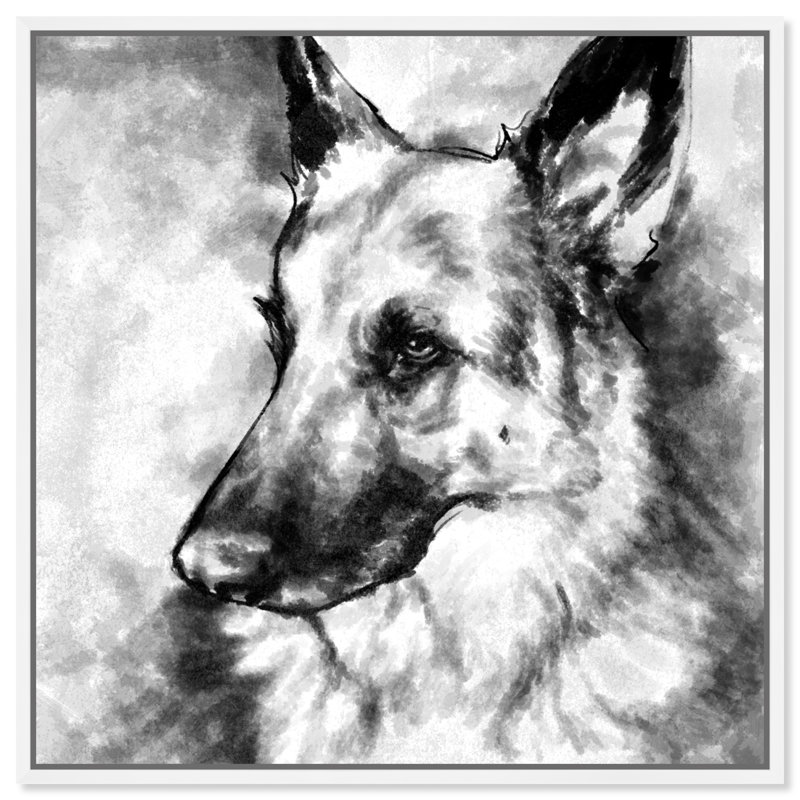 «German Shepherd», impression sur toile, Cadre blanc, H 24 po x l 24 po x P 1,5 po
