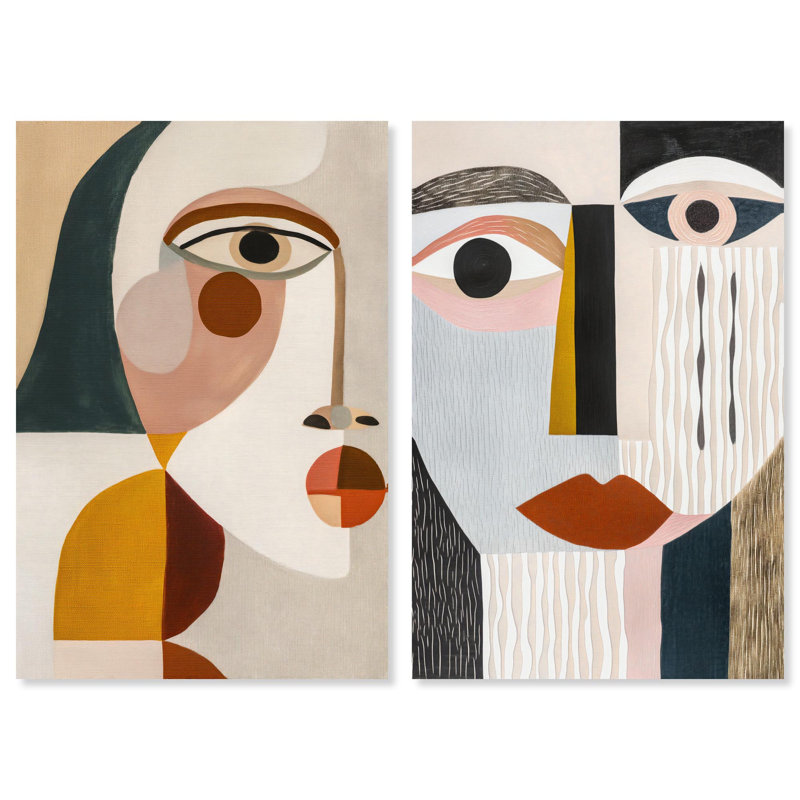 Split Personalities Canvas Print Modern Abstract Art Set by Art Remedy, Black Frame, 10 x 15, 30" H x 20" W, Gallery Wrapped