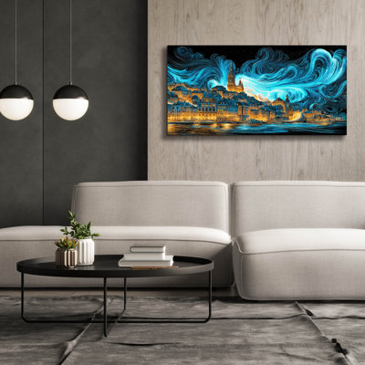  «Waves Of Light Over Stockholm» par Ann Klee, art mural sur toile, 60 po x 30 po