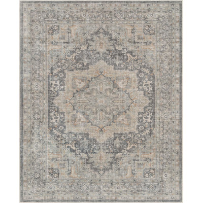  Apollo Tirana Vintage Medallion Oriental Light Grey Flat-Weave Area Rug