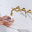 Laiton à fixation murale 3 trous 8 po Robinet de salle de bain à poignée double avec laiton-104550474