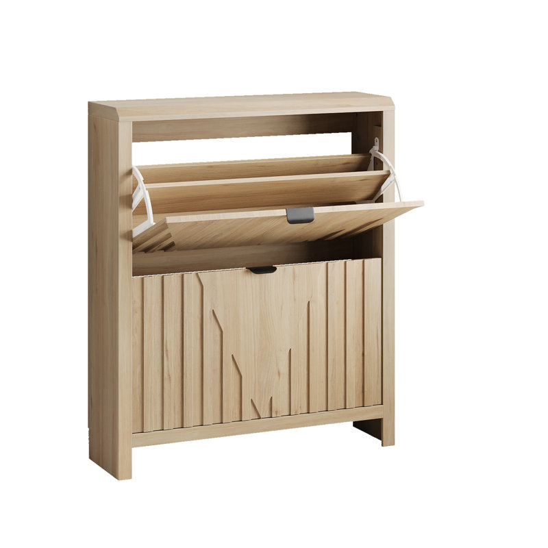 Armoire à chaussures étroite 31,5 pouces avec rangement rabattable et panneau cannelé