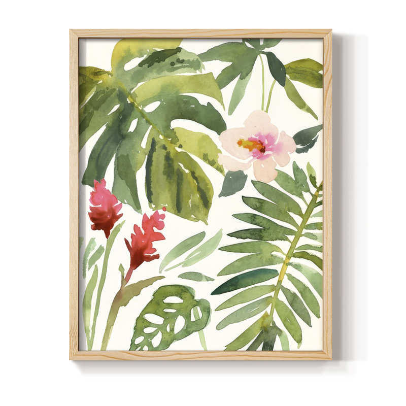 Tropical Farrago I, reproduction encadrée - bois massif, Naturel, H 15 po x l 12 po