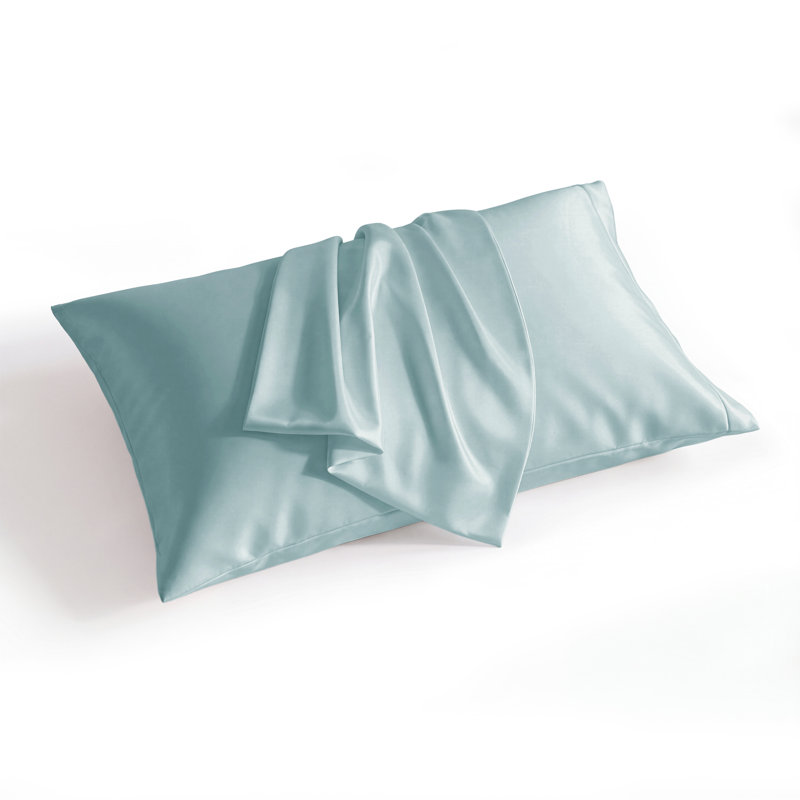 Ensemble de 2 taies d'oreiller en satin, 300 fils au pouce, GentleSoft ™, Taie d'oreiller très grande, Canal Blue