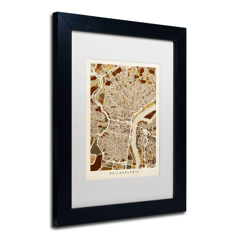 « philadelphia street map ii », reproduction d’impression sur toile encadrée, H 14 po x l 11 po x P 0,5 po