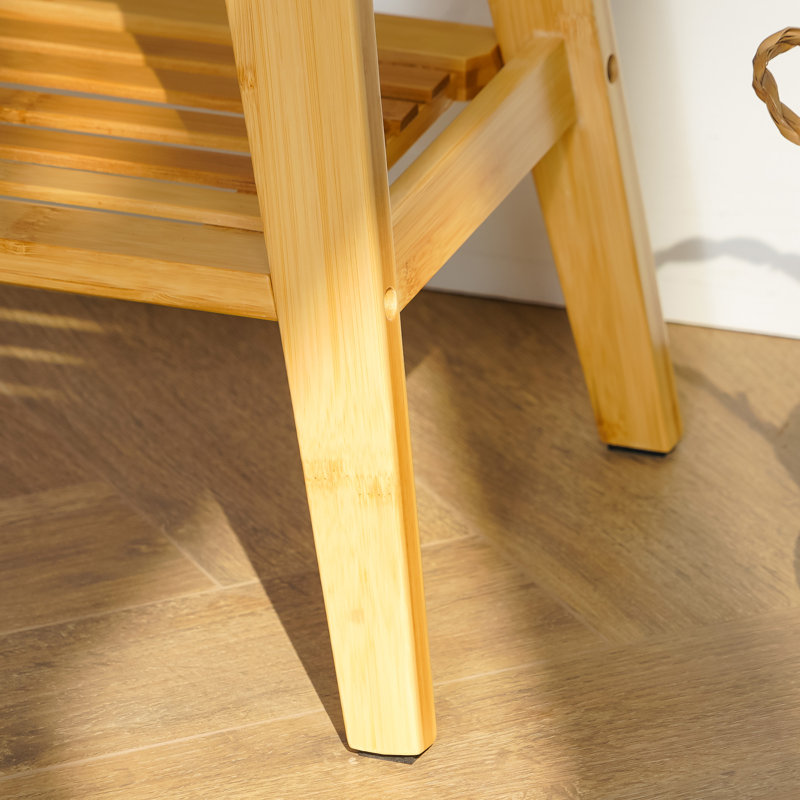 Solid Wood Entryway Shelf Storage Bench, Natural