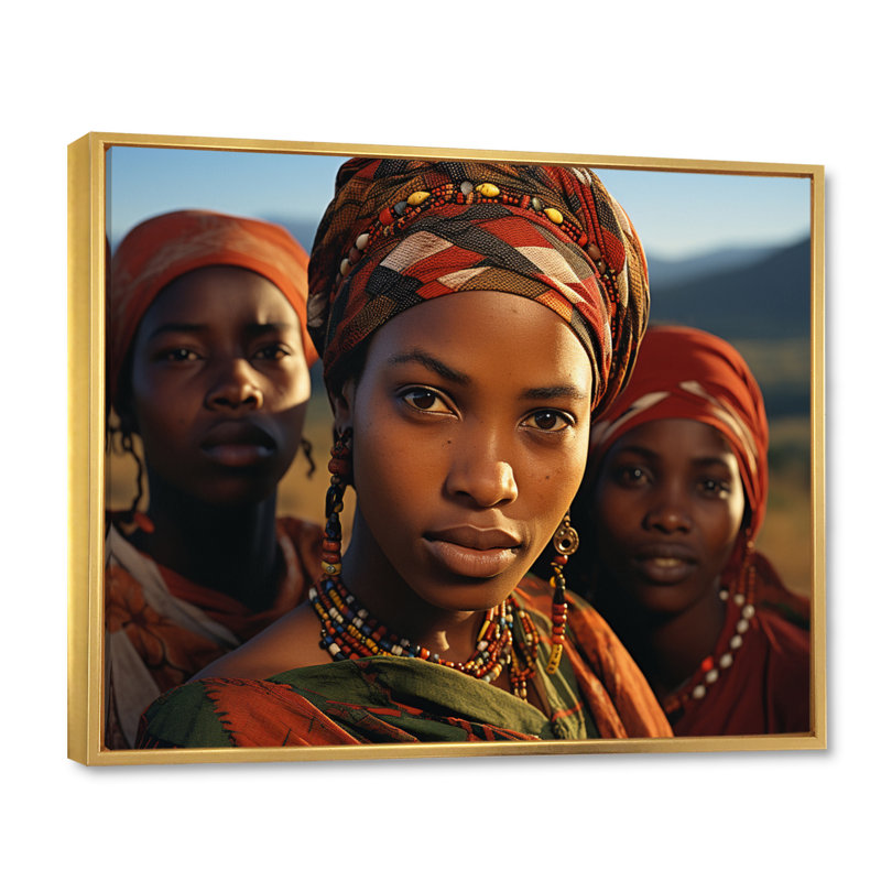 Tribu africaine Cielke, portrait de Xhosa II sur toile, H 34 po x l 44 po x P 1,5 po, Cadre flottant doré