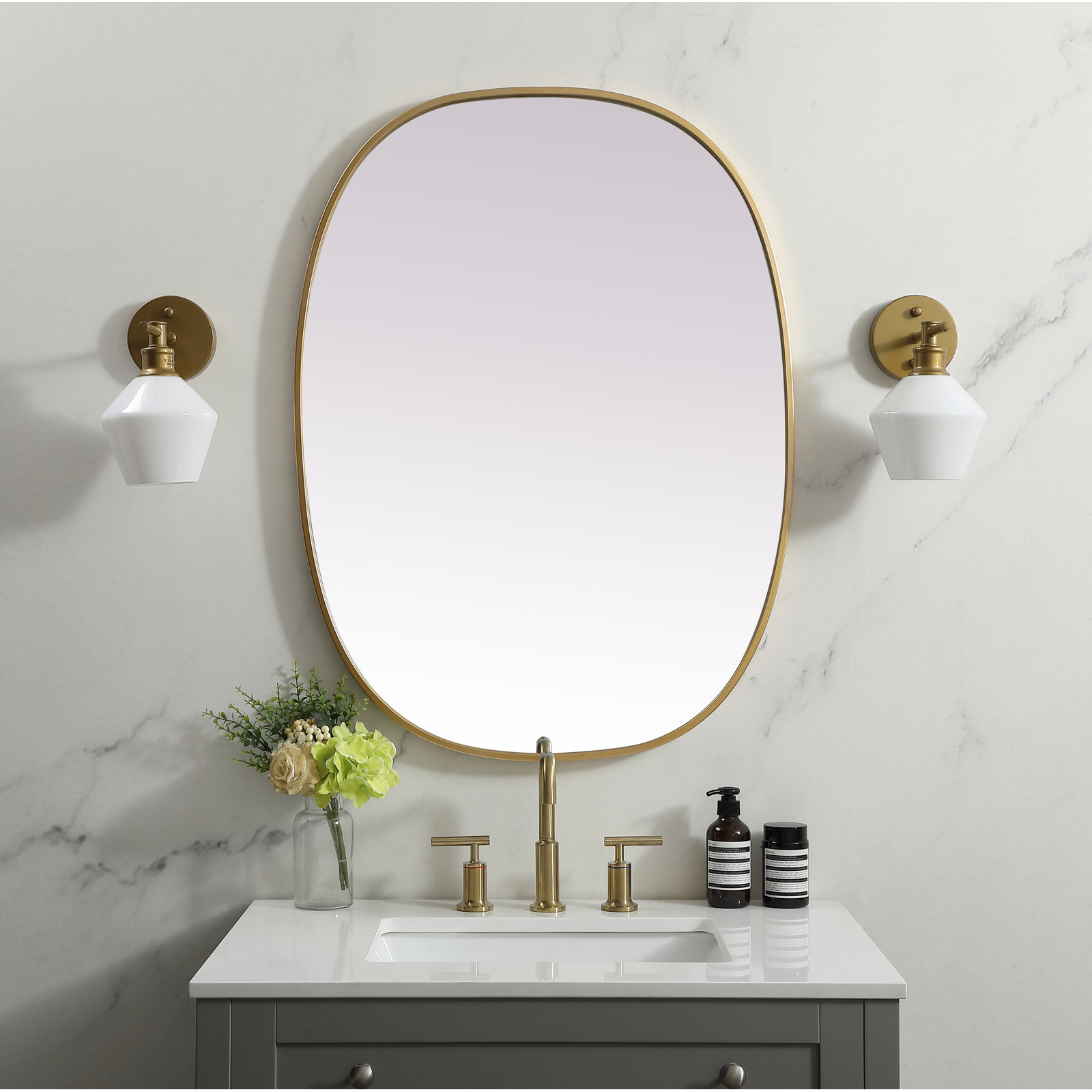 Sabine Accent Mirror, Brass, 36" x 27"