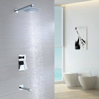 Sumerain Modern Tub and Shower Faucet, Wall Mount Single Handle Tub and Shower Faucet with Pressure Balance Valve, Chrome